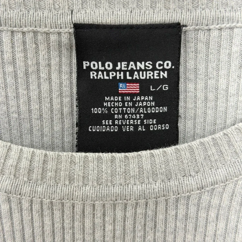 Vintage‎ Japan Polo Jeans Co Ralph Lauren Sweater Mens L Grey Ribbed Knit Stripe